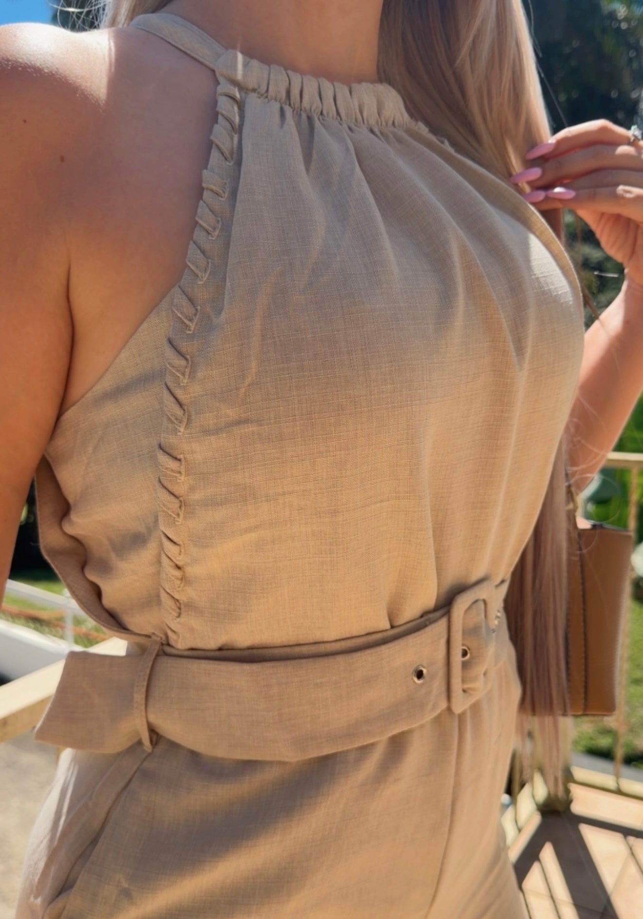 NUDE HALTER JUMPSUIT