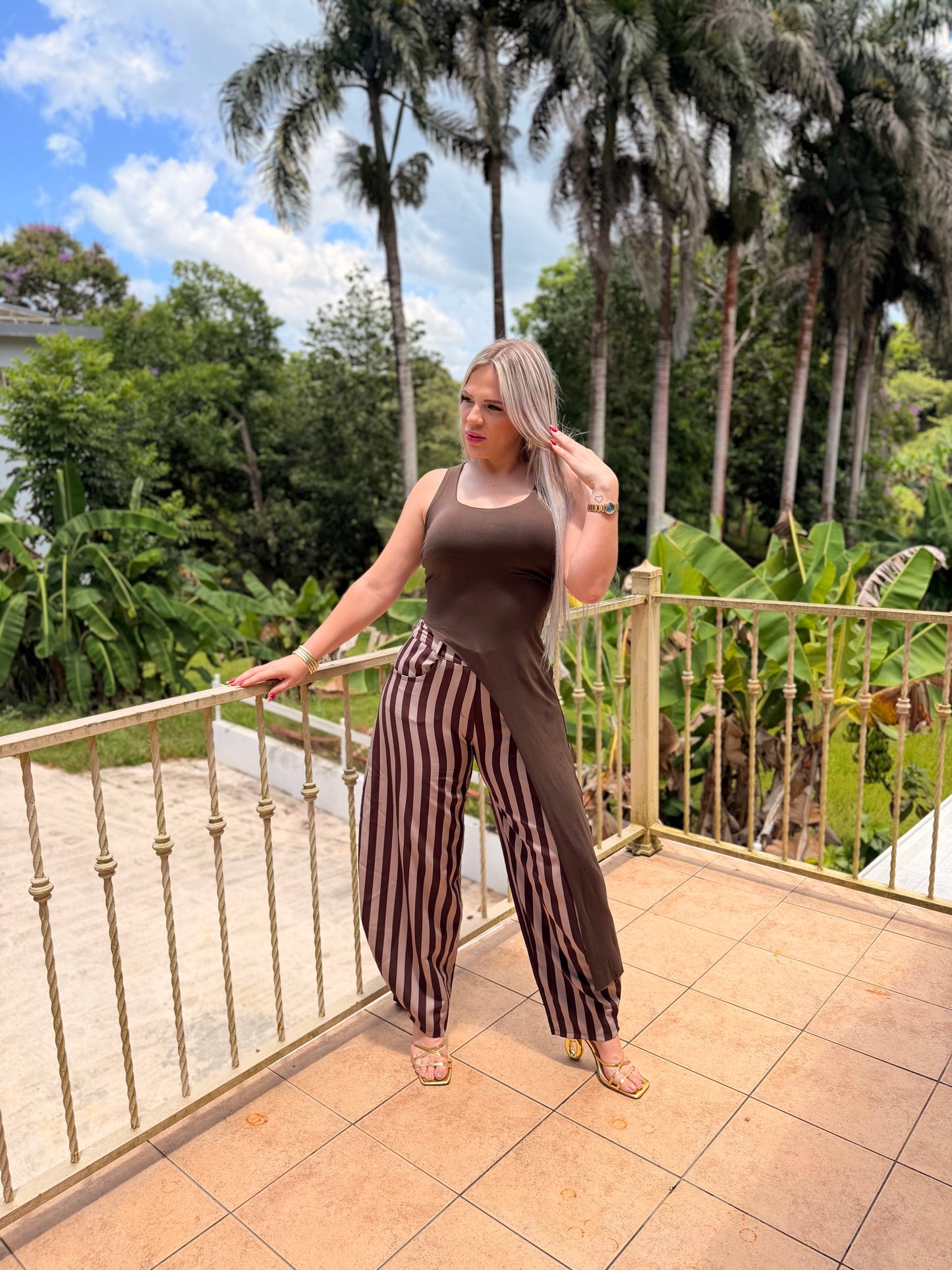 MOCHA STRIPE PANTS