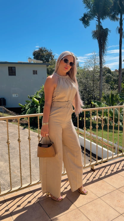 NUDE HALTER JUMPSUIT